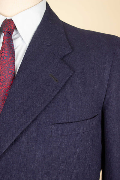 SWEDISH 1940S/1950S BLUE THREE PIECE BESPOKE SUIT BY STRÖMS. SIZE CA EU 50