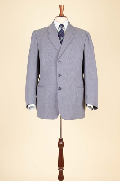 SWEDISH 1950S LIGHT GREY WINDOWPANE TWO PIECE SUIT BY KABOM. SIZE CA EU 50-52