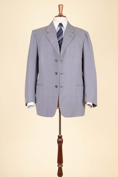 SWEDISH 1950S LIGHT GREY WINDOWPANE TWO PIECE SUIT BY KABOM. SIZE CA EU 50-52