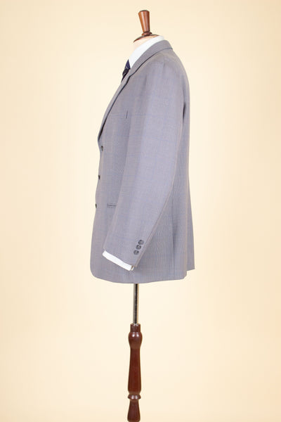 SWEDISH 1950S LIGHT GREY WINDOWPANE TWO PIECE SUIT BY KABOM. SIZE CA EU 50-52