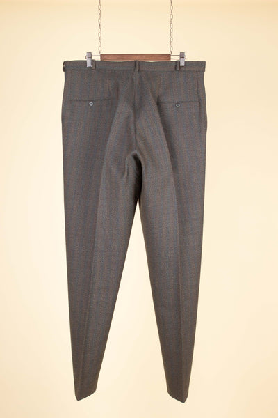 BRITISH 1950S/1960S BROWN-GREEN TWO PIECE SINGLE BREASTED BESPOKE SUIT. SIZE CA EU 52-54