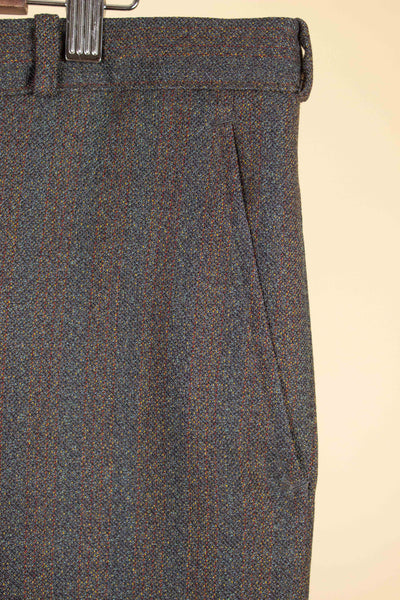 BRITISH 1950S/1960S BROWN-GREEN TWO PIECE SINGLE BREASTED BESPOKE SUIT. SIZE CA EU 52-54