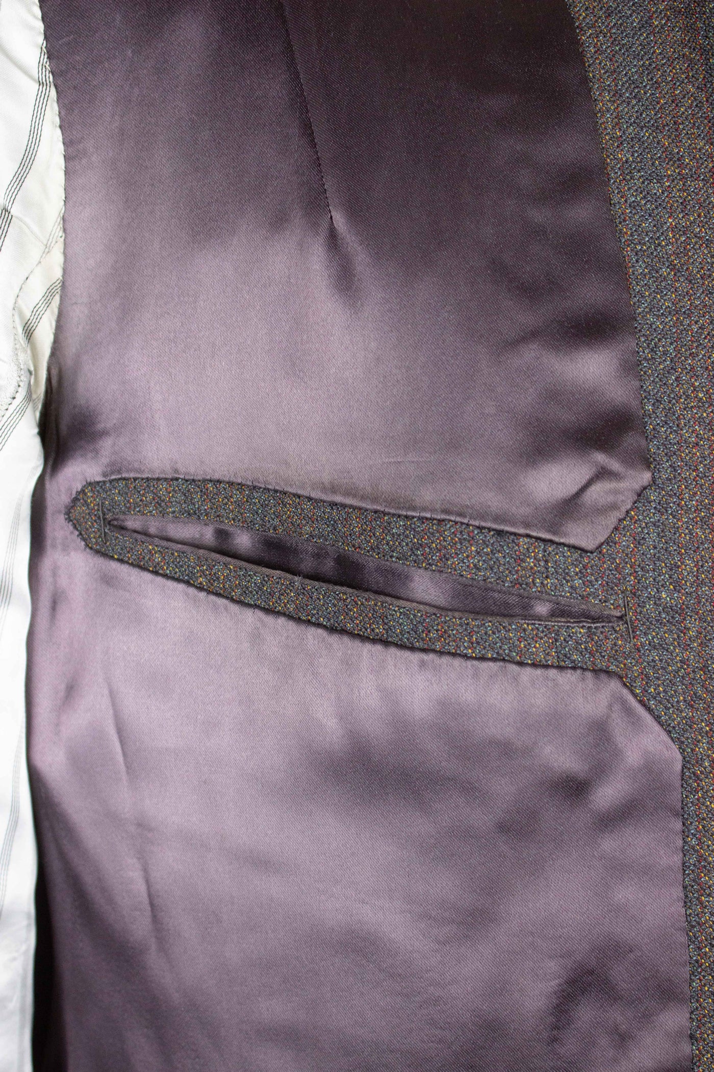 BRITISH 1950S/1960S BROWN-GREEN TWO PIECE SINGLE BREASTED BESPOKE SUIT. SIZE CA EU 52-54