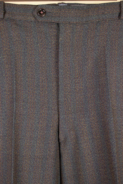 BRITISH 1950S/1960S BROWN-GREEN TWO PIECE SINGLE BREASTED BESPOKE SUIT. SIZE CA EU 52-54