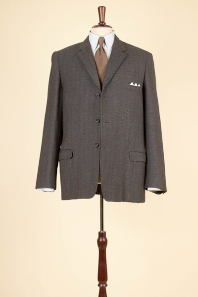BRITISH 1950S/1960S BROWN-GREEN TWO PIECE SINGLE BREASTED BESPOKE SUIT. SIZE CA EU 52-54