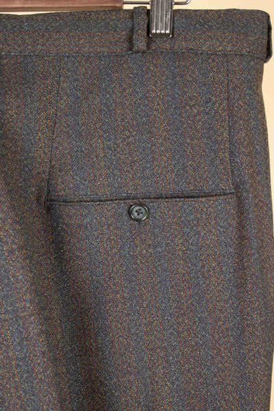 BRITISH 1950S/1960S BROWN-GREEN TWO PIECE SINGLE BREASTED BESPOKE SUIT. SIZE CA EU 52-54