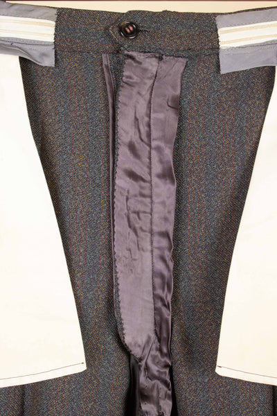 BRITISH 1950S/1960S BROWN-GREEN TWO PIECE SINGLE BREASTED BESPOKE SUIT. SIZE CA EU 52-54