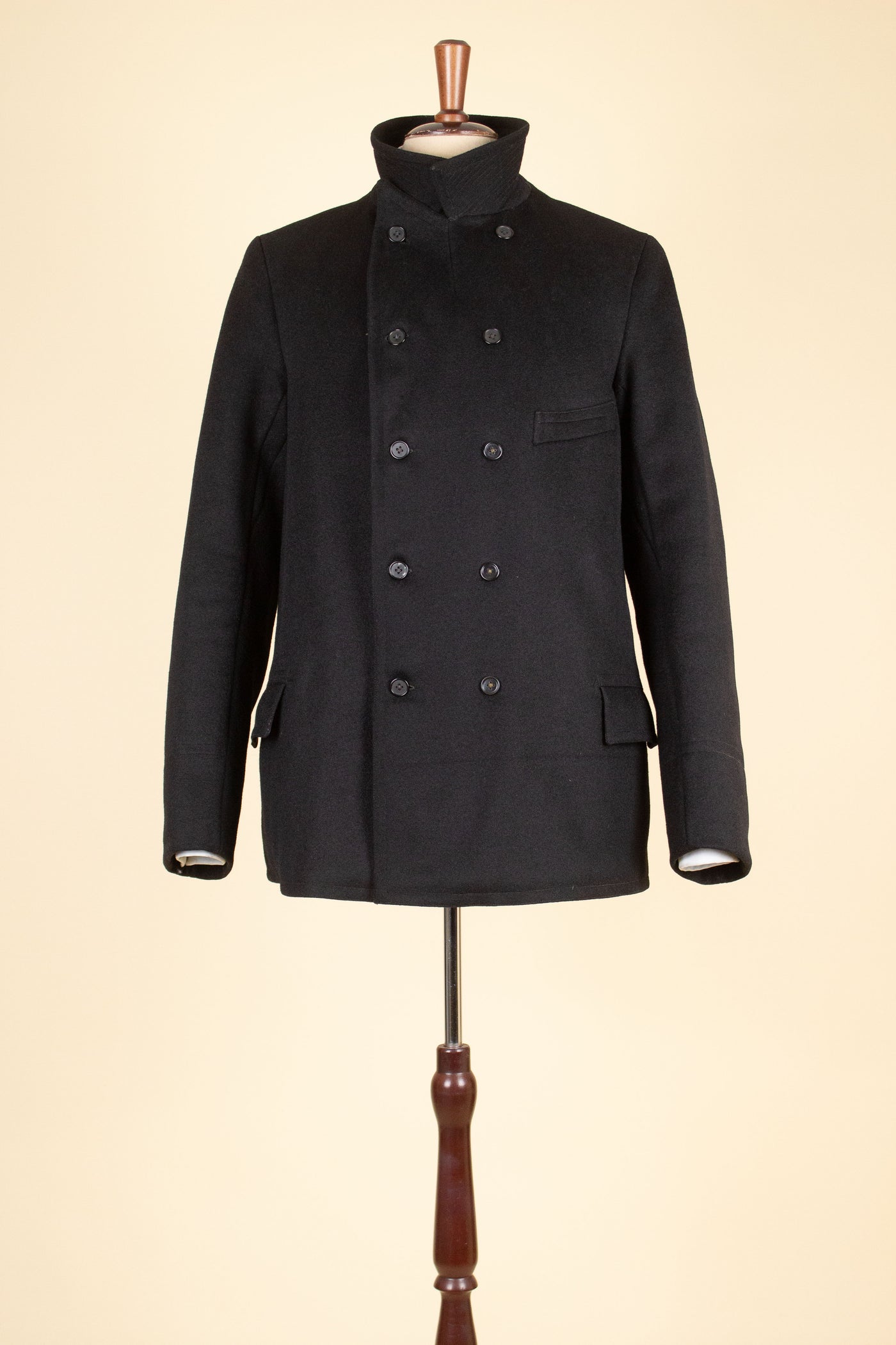 SWEDISH 1900-1920 BLACK DOUBLE BREASTED WORKING SUIT. SIZE CA EU 48-50