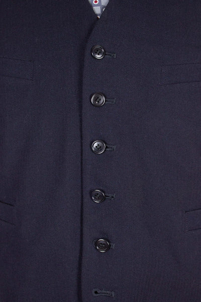 SWEDISH 1930S/1940S DARK BLUE THREE PIECE SINGLE BREASTED SUIT BY KABOM. SIZE CA EU 50-52