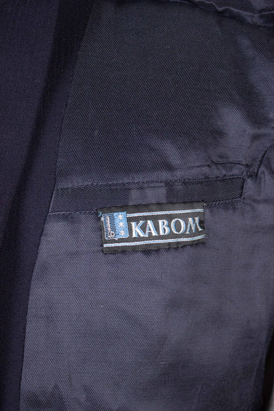 SWEDISH 1930S/1940S DARK BLUE THREE PIECE SINGLE BREASTED SUIT BY KABOM. SIZE CA EU 50-52