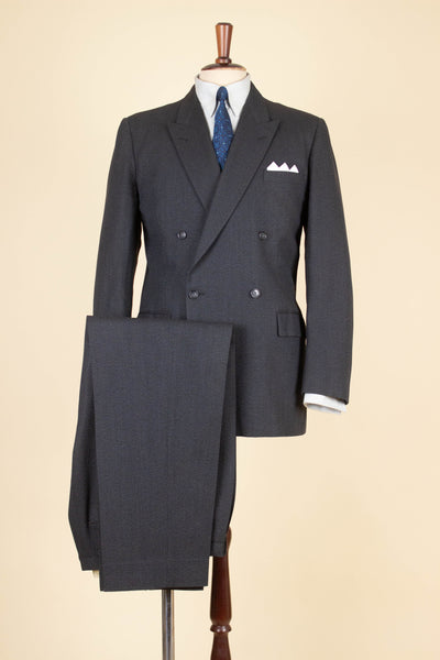 SWEDISH 1950S DARK GREY DOUBLE BREASTED TWO PIECE SUIT BY COLLIJNS. SIZE CA EU 46-48