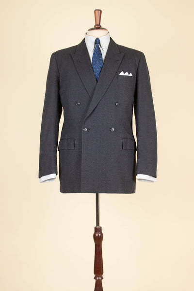 SWEDISH 1950S DARK GREY DOUBLE BREASTED TWO PIECE SUIT BY COLLIJNS. SIZE CA EU 46-48