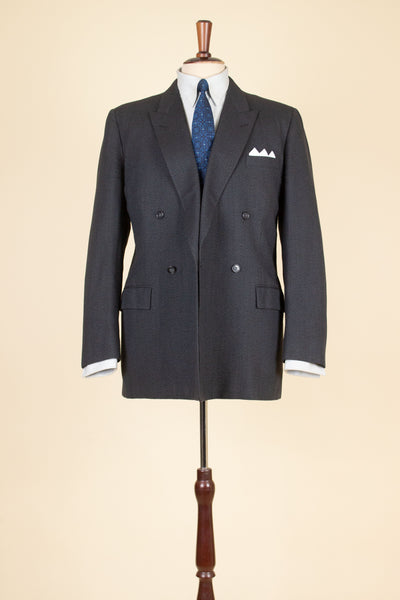 SWEDISH 1950S DARK GREY DOUBLE BREASTED TWO PIECE SUIT BY COLLIJNS. SIZE CA EU 46-48