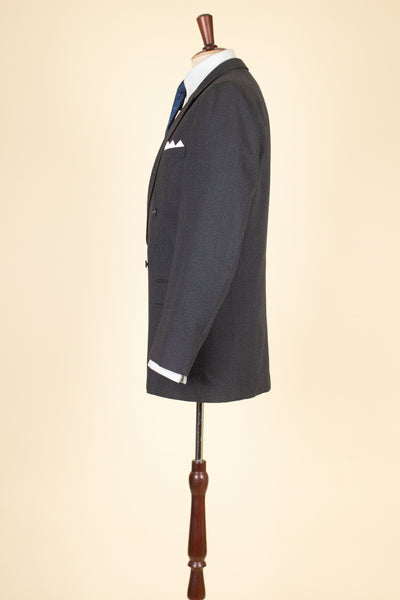 SWEDISH 1950S DARK GREY DOUBLE BREASTED TWO PIECE SUIT BY COLLIJNS. SIZE CA EU 46-48