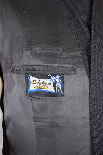 SWEDISH 1950S DARK GREY DOUBLE BREASTED TWO PIECE SUIT BY COLLIJNS. SIZE CA EU 46-48