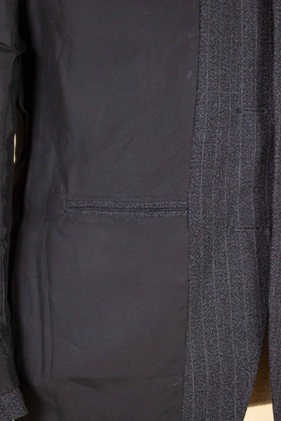SWEDISH 1960S DARK GREY PINSTRIPED SINGLE BREASTED SUIT BY MAGNI. SIZE CA EU 48