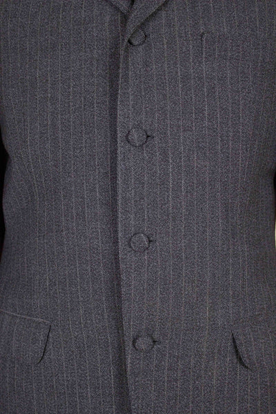 SWEDISH 1960S DARK GREY PINSTRIPED SINGLE BREASTED SUIT BY MAGNI. SIZE CA EU 48
