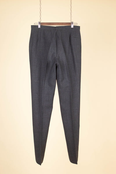 SWEDISH 1960S DARK GREY PINSTRIPED SINGLE BREASTED SUIT BY MAGNI. SIZE CA EU 48