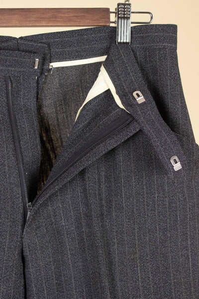 SWEDISH 1960S DARK GREY PINSTRIPED SINGLE BREASTED SUIT BY MAGNI. SIZE CA EU 48