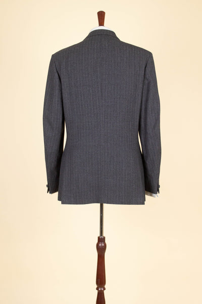 SWEDISH 1960S DARK GREY PINSTRIPED SINGLE BREASTED SUIT BY MAGNI. SIZE CA EU 48