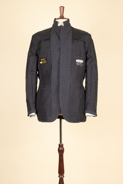 SWEDISH 1960S DARK GREY PINSTRIPED SINGLE BREASTED SUIT BY MAGNI. SIZE CA EU 48