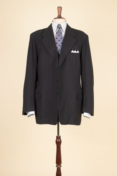 SWEDISH 1940s DARK GREY TWO PIECE SINGLE BREASTED SUIT. SIZE CA EU 54-56