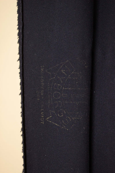 SWEDISH 1930S DARK BLUE THREE PIECE SINGLE BREASTED PEAK LAPEL SUIT. SIZE CA EU 46-48
