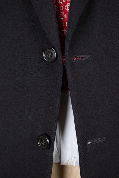SWEDISH 1940S BLACK THREE PIECE SUIT BY SVENSK-ENGELSKA SKRÄDDERIET. SIZE CA EU 44-46