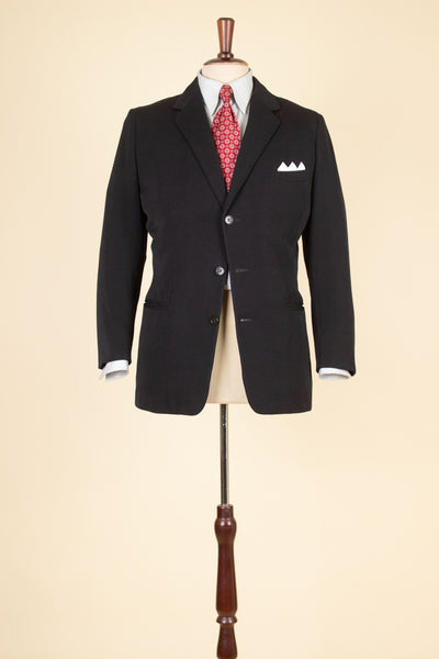 SWEDISH 1940S BLACK THREE PIECE SUIT BY SVENSK-ENGELSKA SKRÄDDERIET. SIZE CA EU 44-46