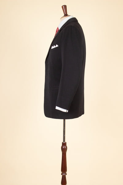 SWEDISH 1940S BLACK THREE PIECE SUIT BY SVENSK-ENGELSKA SKRÄDDERIET. SIZE CA EU 44-46