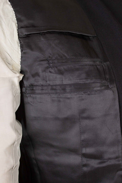 SWEDISH 1940S BLACK THREE PIECE SUIT BY SVENSK-ENGELSKA SKRÄDDERIET. SIZE CA EU 44-46
