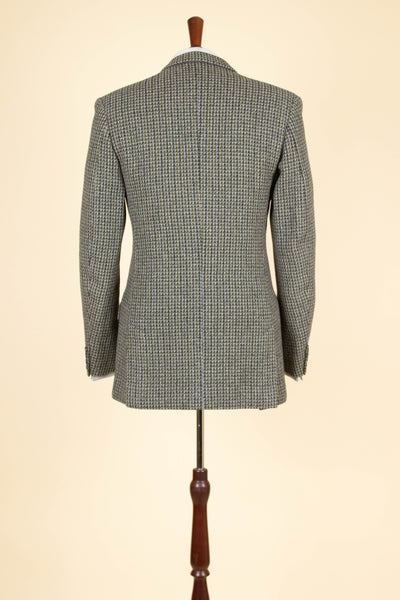 BRITISH 1960S GREY/YELLOW/GREEN PATTERNED THREE PIECE HARRIS TWEED SUIT. SIZE CA EU 44-46