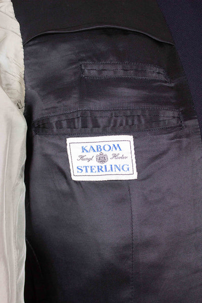 SWEDISH 1940S/1950S DARK BLUE SINGLE BREASTED TWO PIECE SUIT BY KABOM. SIZE CA EU 52