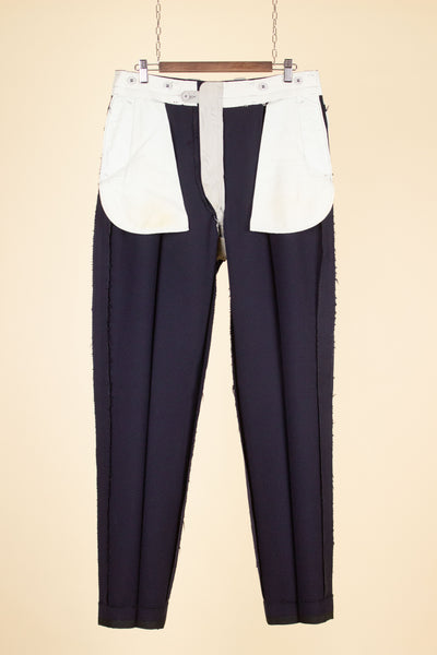 SWEDISH 1940S/1950S DARK BLUE SINGLE BREASTED TWO PIECE SUIT BY KABOM. SIZE CA EU 52