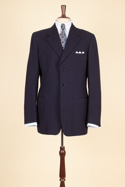 SWEDISH 1940S/1950S DARK BLUE SINGLE BREASTED TWO PIECE SUIT BY KABOM. SIZE CA EU 52