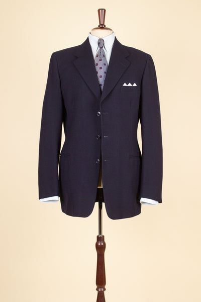 SWEDISH 1940S/1950S DARK BLUE SINGLE BREASTED TWO PIECE SUIT BY KABOM. SIZE CA EU 52