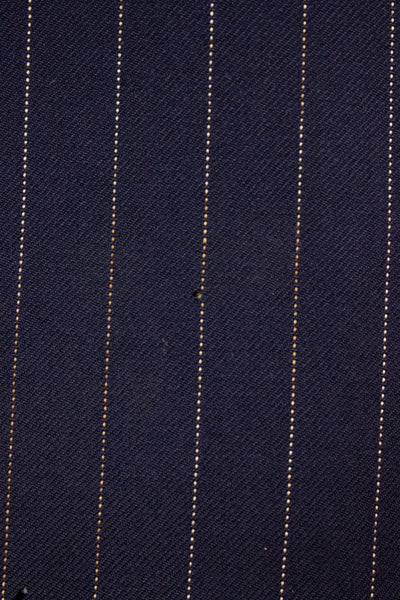 BRITISH 1969 DARK BLUE DOUBLE BREASTED PINSTRIPE BESPOKE SUIT BY HICKS AND SONS. SIZE CA EU 48