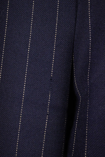 BRITISH 1969 DARK BLUE DOUBLE BREASTED PINSTRIPE BESPOKE SUIT BY HICKS AND SONS. SIZE CA EU 48