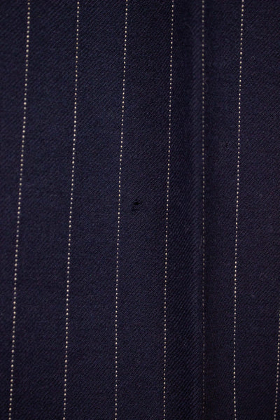 BRITISH 1969 DARK BLUE DOUBLE BREASTED PINSTRIPE BESPOKE SUIT BY HICKS AND SONS. SIZE CA EU 48
