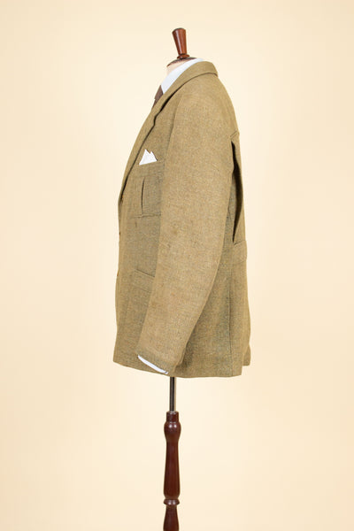 SWEDISH 1930S GREEN THREE PIECE TWEED BESPOKE SPORT SUIT. SIZE CA EU 58