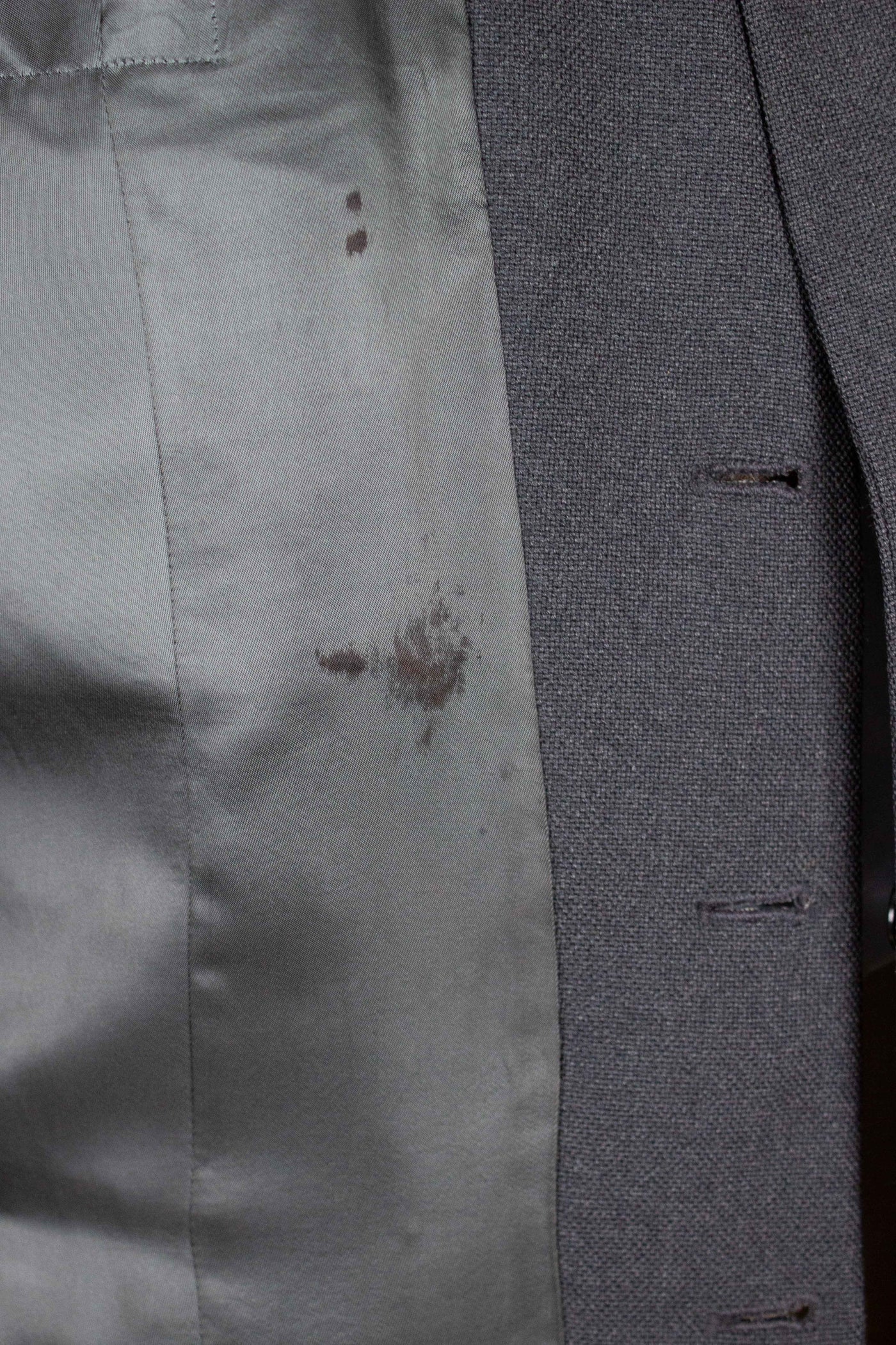 SWEDISH 1940S/1950S GREY TWO PIECE SINGLE BREASTED SUIT. SIZE CA EU 50