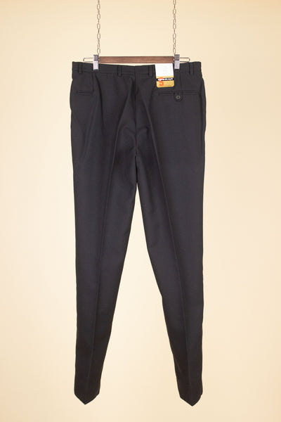 SWEDISH 1960S BLACK TWO PIECE DOUBLE BREASTED DEADSTOCK SUIT BY STRANDS. SIZE CA EU 50