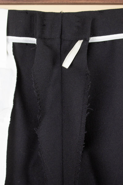 SWEDISH 1960S BLACK TWO PIECE DOUBLE BREASTED DEADSTOCK SUIT BY STRANDS. SIZE CA EU 50