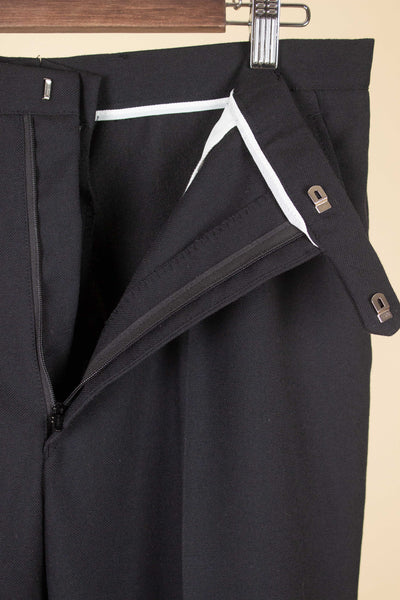 SWEDISH 1960S BLACK TWO PIECE DOUBLE BREASTED DEADSTOCK SUIT BY STRANDS. SIZE CA EU 50