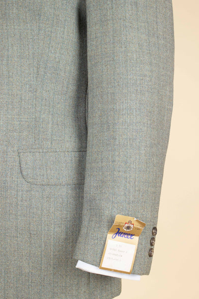 SWEDISH 1960S GREEN TWO PIECE SINGLE BREASTED DEADSTOCK SUIT BY JUNEX. SIZE CA EU 50