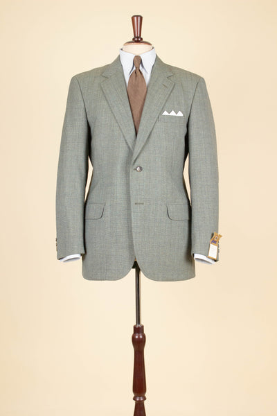 SWEDISH 1960S GREEN TWO PIECE SINGLE BREASTED DEADSTOCK SUIT BY JUNEX. SIZE CA EU 50