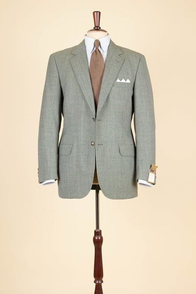 SWEDISH 1960S GREEN TWO PIECE SINGLE BREASTED DEADSTOCK SUIT BY JUNEX. SIZE CA EU 50