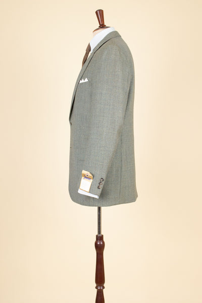 SWEDISH 1960S GREEN TWO PIECE SINGLE BREASTED DEADSTOCK SUIT BY JUNEX. SIZE CA EU 50