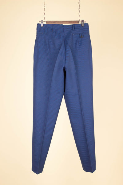 SWEDISH 1940S/1950S BLUE TWO PIECE SINGLE BREASTED SUIT WITH STRIPES BY FUNK. SIZE CA EU 46-48