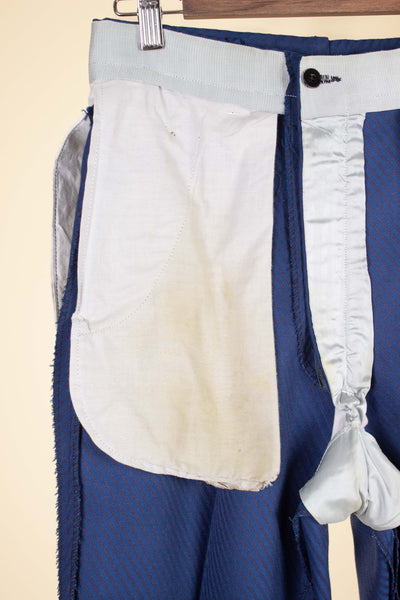 SWEDISH 1940S/1950S BLUE TWO PIECE SINGLE BREASTED SUIT WITH STRIPES BY FUNK. SIZE CA EU 46-48